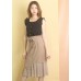 Calf Length Two Fabric Asymmetric Skirt
